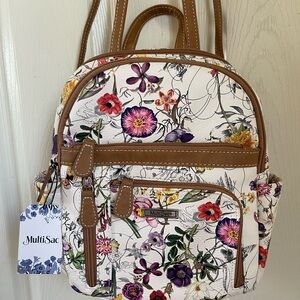 MultiSac Floral Women's Backpack - Cream and Brown